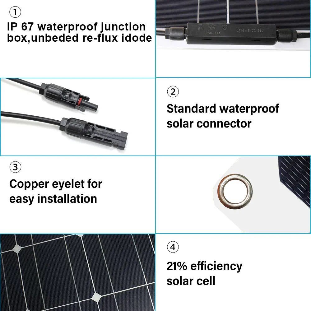 Kit de Painel Solar flexível * 100w * 16.00v * 6.25a