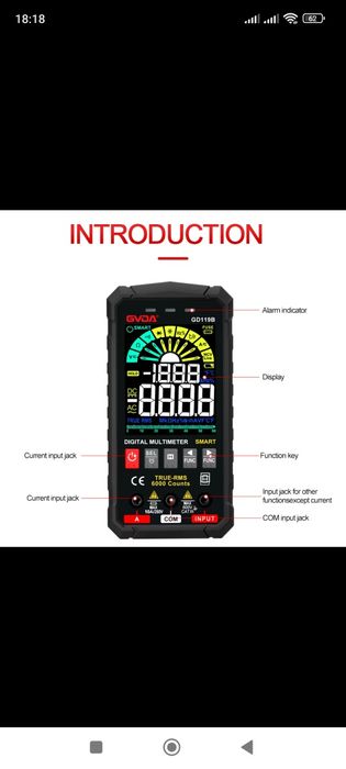 Мультиметр GVDA 119B 6000oтс/True rms.