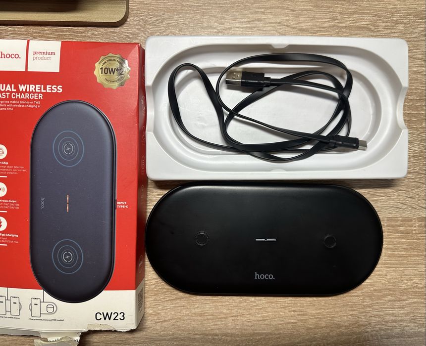 Бездротовий зарядний пристрій HocoCW23 Dual Power(2 in 1)10W/3A/Type-C