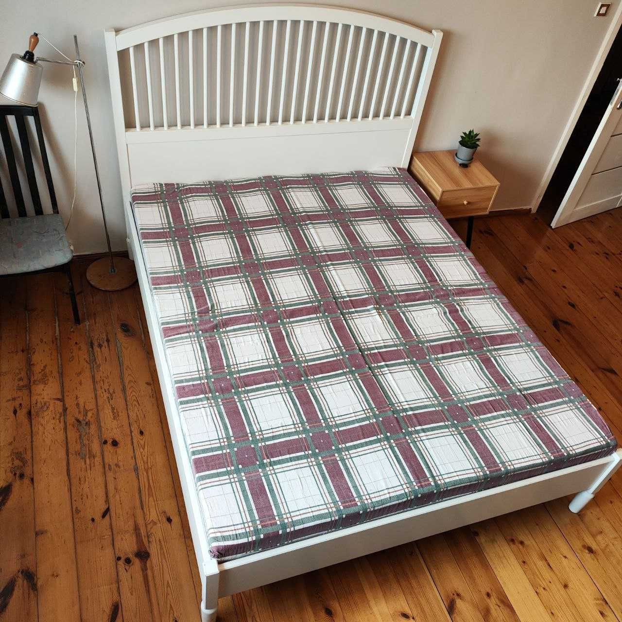 Łóżko drewniane białe Ikea 160x200 stelaż i materac