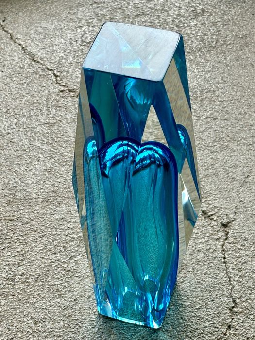 Ogromny Wazon Murano San Marco by Alessandro Mandruzzato 31cm Sky Blue