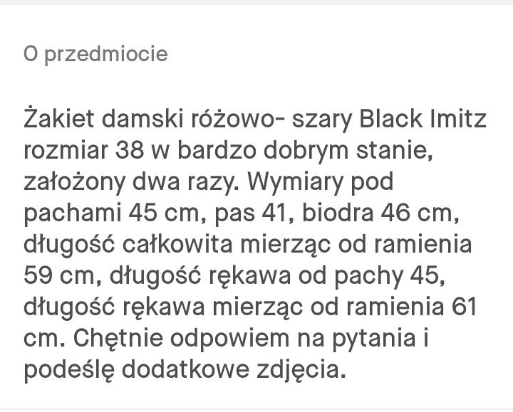 Żakiet damski różowo-szary Black Imitz rozmiar 38