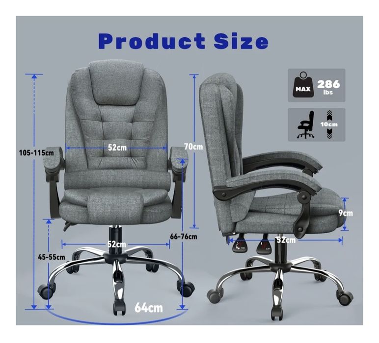 Ergonomiczne krzesło biurowe - Krzesło do biurka Bigzzia z wysokim op