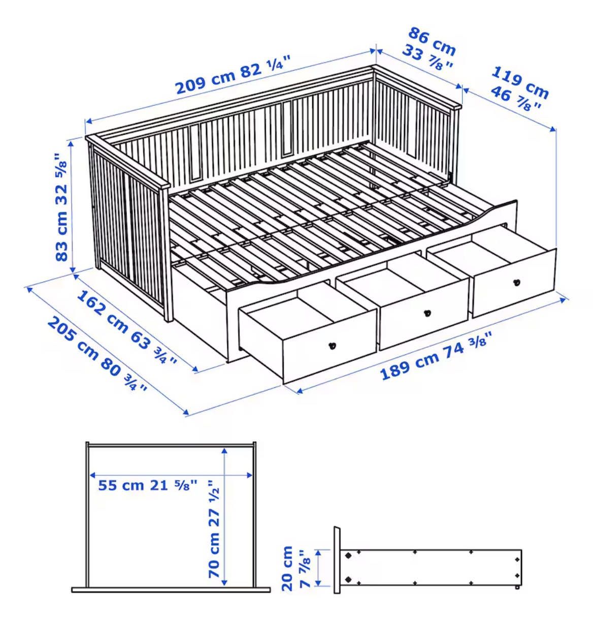 Łóżko Ikea-HEMNES z szufladami