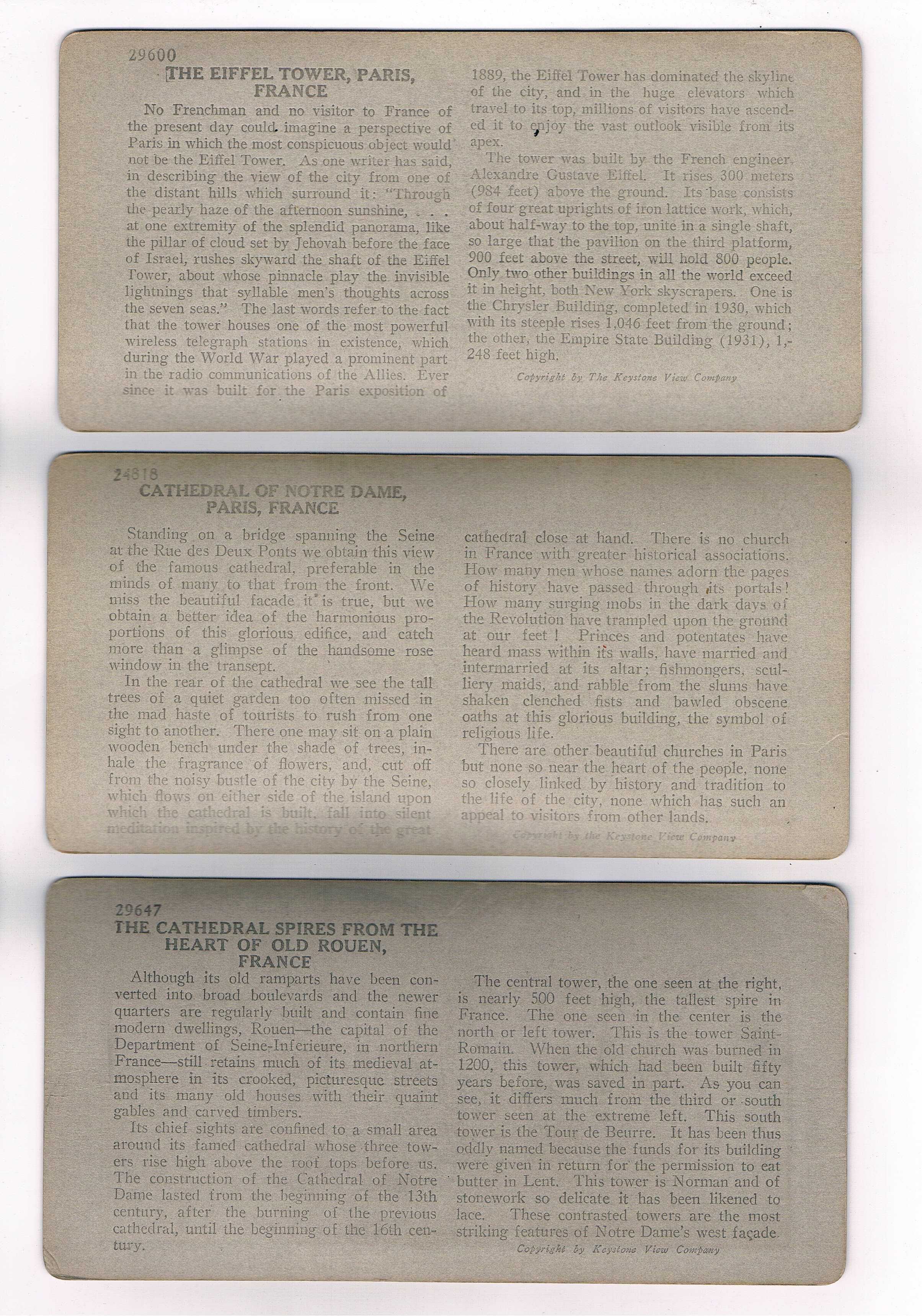 83 estereoscopias da Keystone View Company (E.U.A.). Década de 1930.