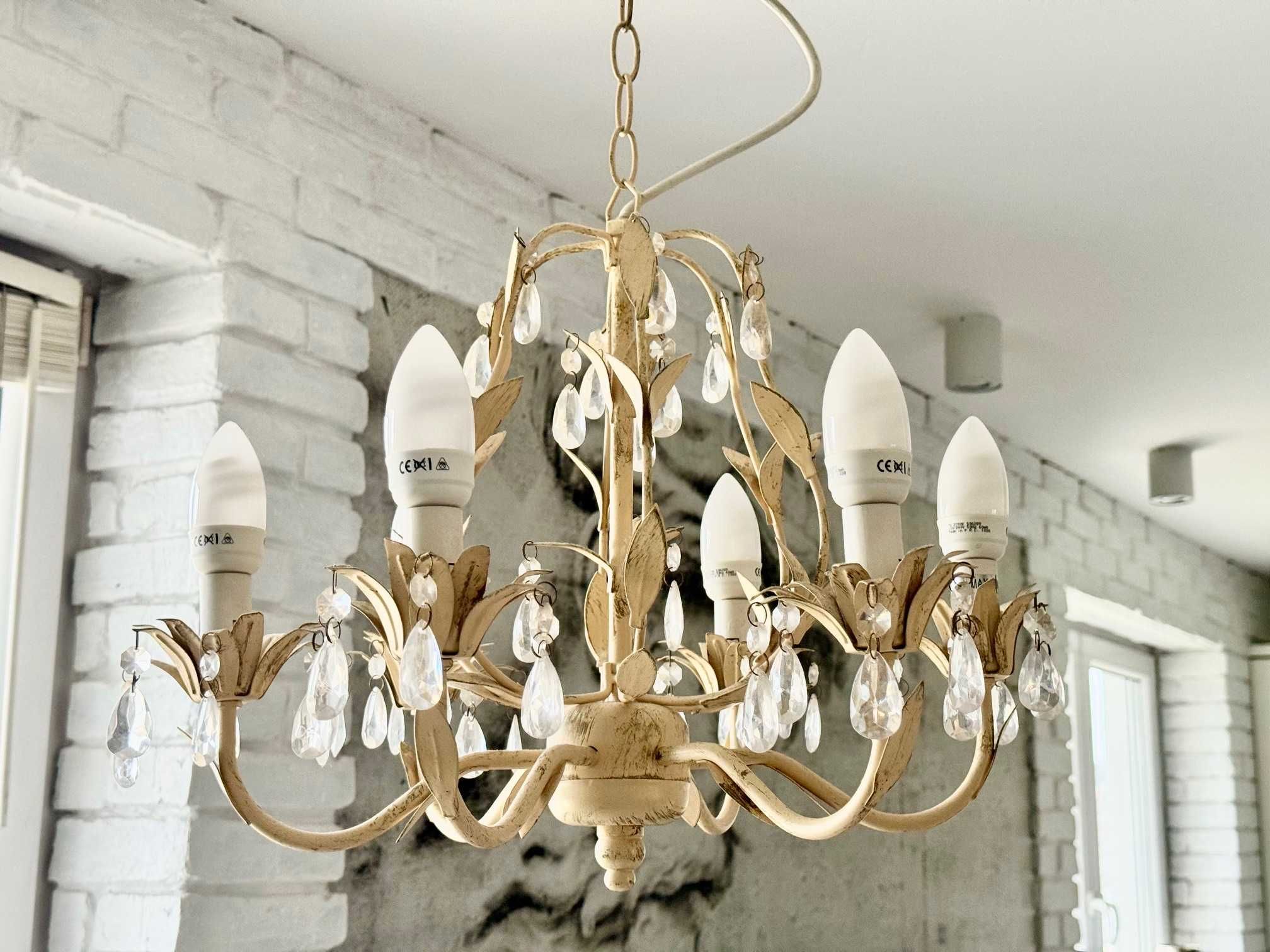 lampa żyrandol shabby chick styl francuski z kompletem żarówek