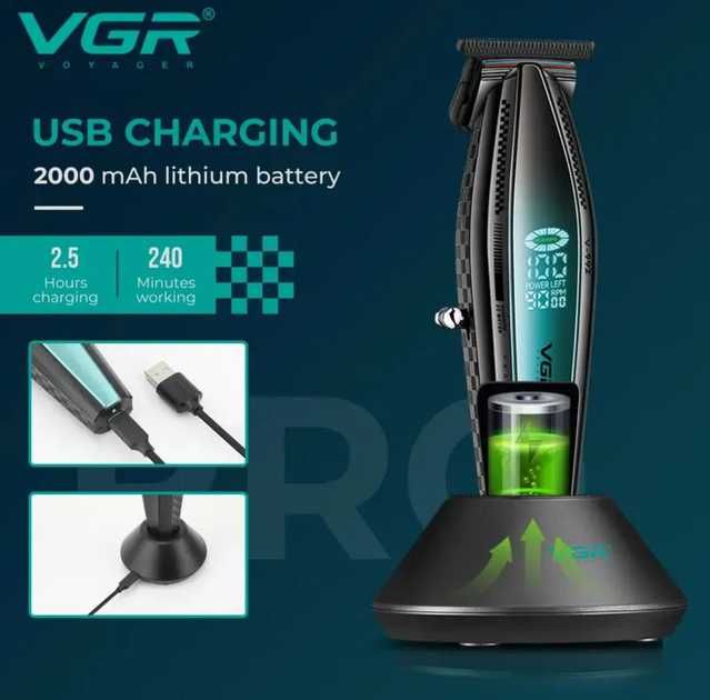 Триммер для волос и бороды VGR V-992 Professional  2000mAh LED display