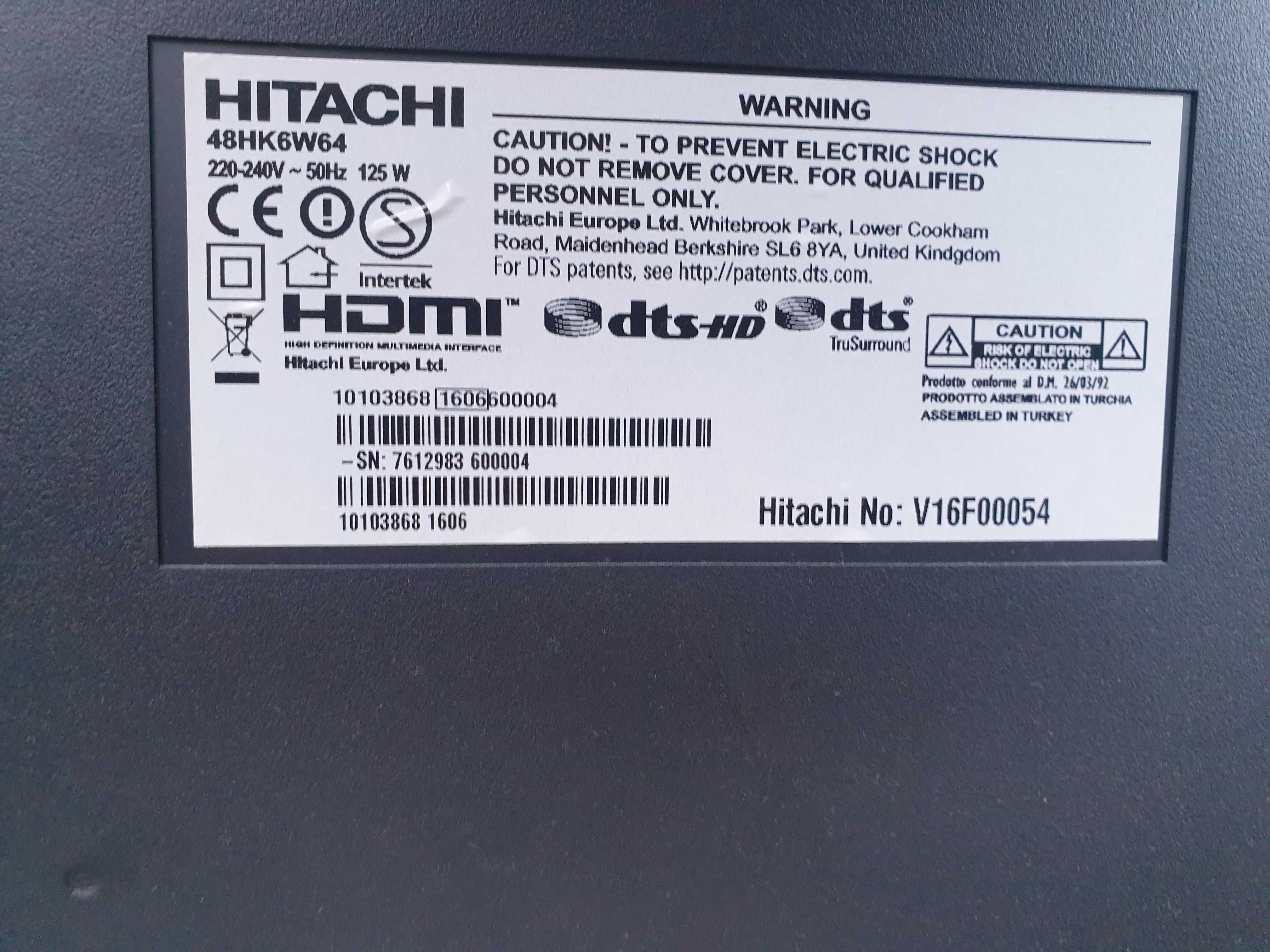 Hitachi 48HK6W64 4K smart TV uszkodzony