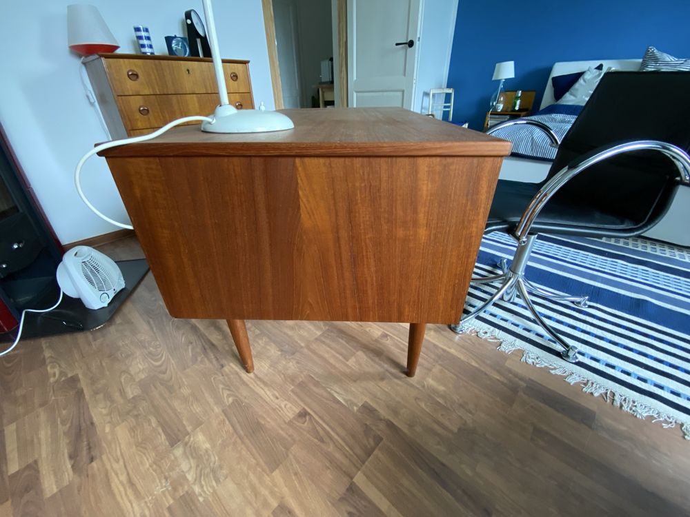 Duńskie tekowe biurko dwustronne mid century modern