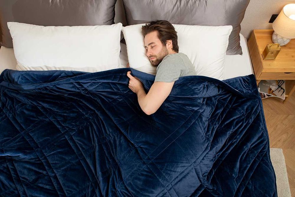 Велика обтяжуюча заспокійлива ковдра синя/сіра 152х203 см