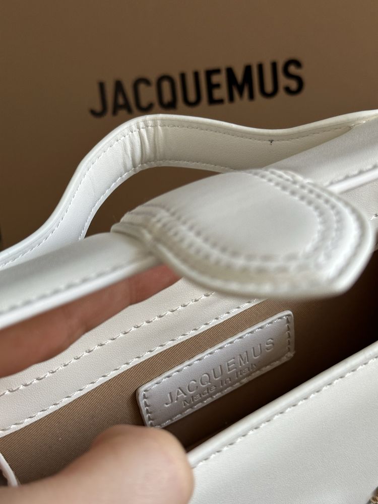 Шкіряна Сумка JACQUEMUS LE GRAND BAMBINO, жакмю, жакмюс білий
