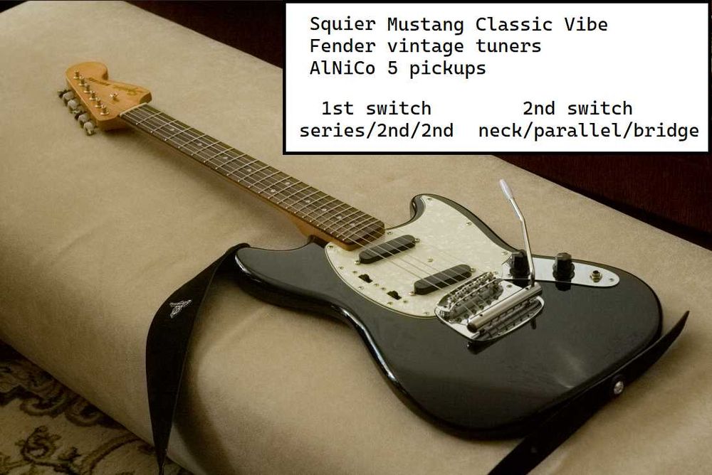Squier Mustang custom; дека Jag-stang под ваш проект