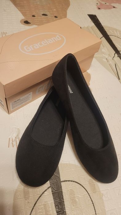 Baleriny balerinki czarne damskie zamszowe