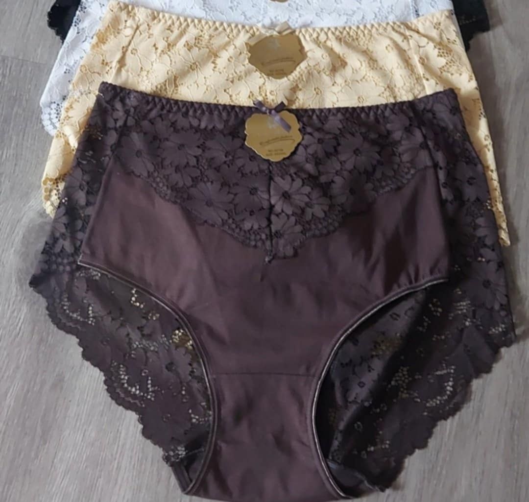 2szt Majtki 5XL Wysoki Stan Koronka Bawełniane