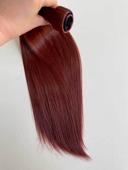 Doczepiany KUCYK kitka 60cm jak Naturalne burgund czerwien mahon