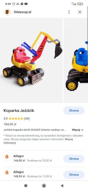 Koparka zabawkowa w bardzo dobrym stanie