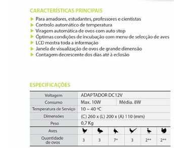 Incubadora RCOM 3 ovos como nova