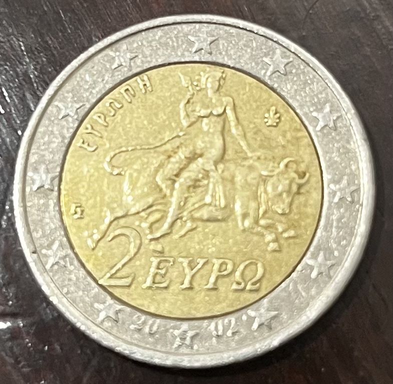 Moeda 2 Euros, Rara, Grécia 2002
