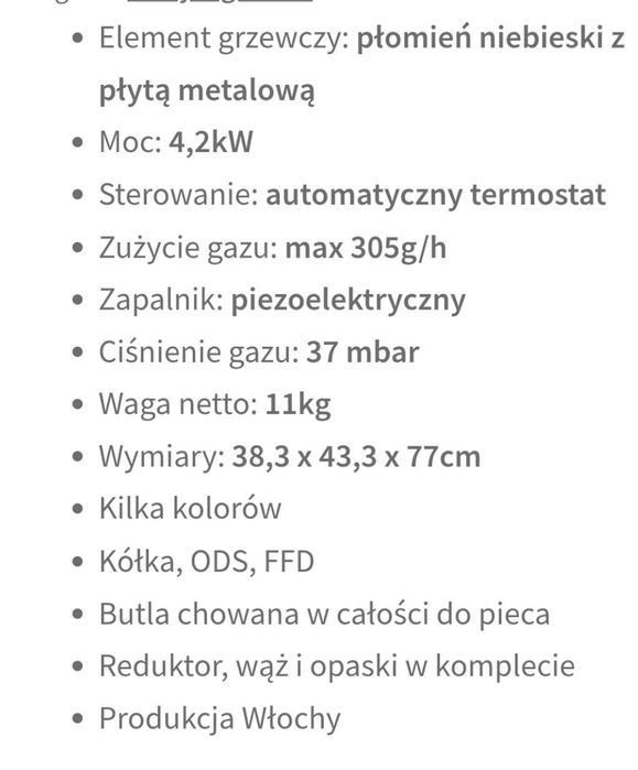 Piecyk gazowy katalityczny Chic + butla 11 kg