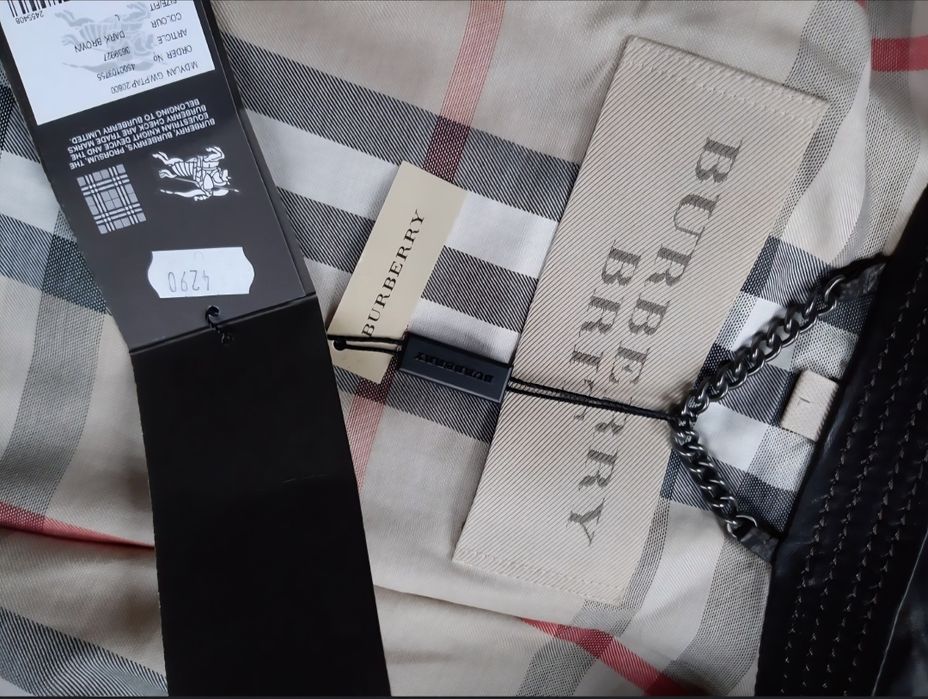 Burberry kurtka skórzana skóra brąz 100% oryg nrSeryjny piękna prezent