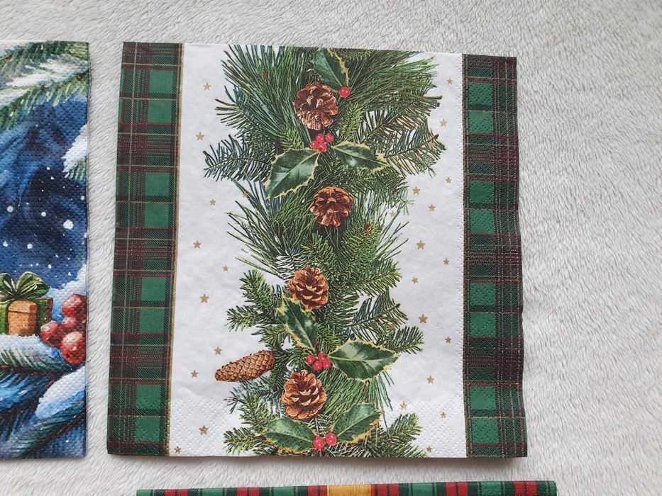 Serwetki papierowe zimowe świąteczne decoupage sowa skrzaty krasnale