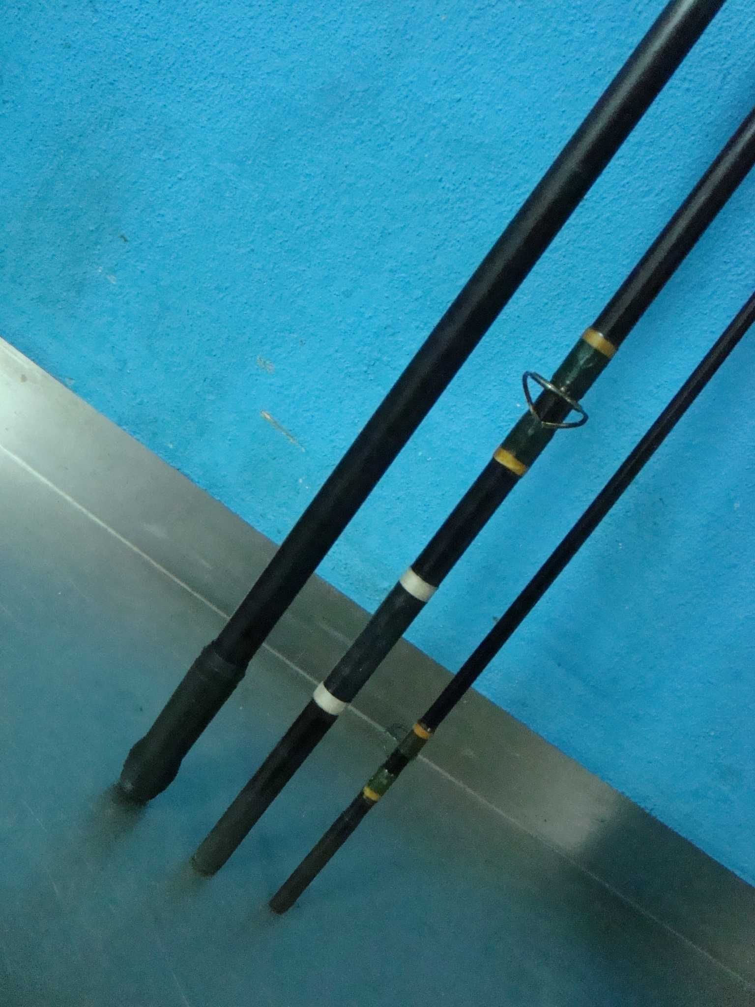 3 Canas   de  pesca   surf- casting + 4  carretes