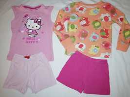 2x piżama r. 104/110 dziewczęca Hello Kitty różowa piżamka krótki