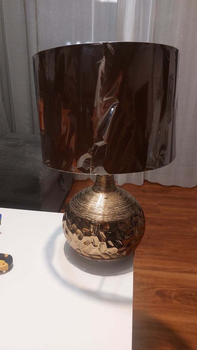 Lampka nocna porcelanowa brązowa