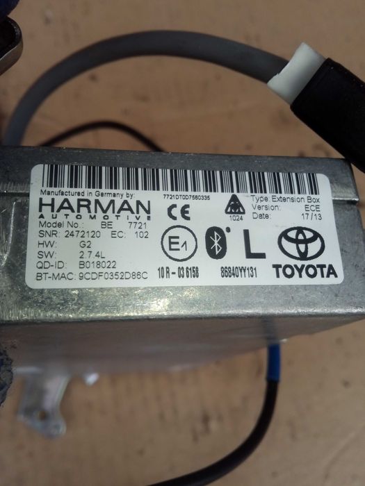 toyota AURIS II 13-15 moduł nawigacji antena gps kabel usb