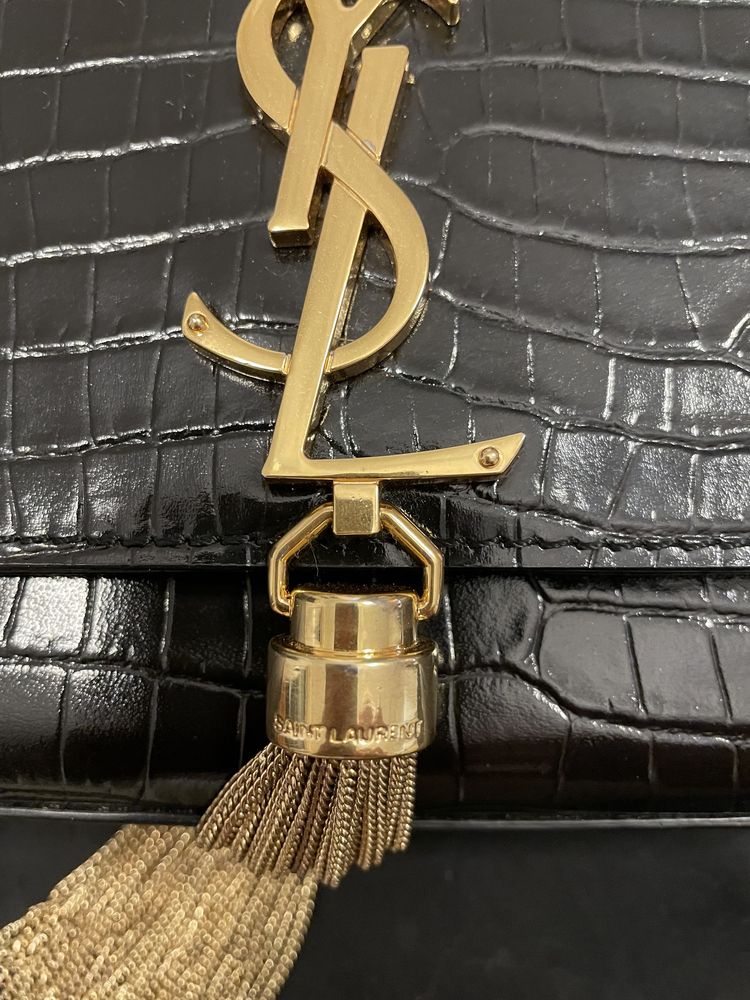 Torebka Saint Laurent YSL Kate Medium Tassel Pompom czarna