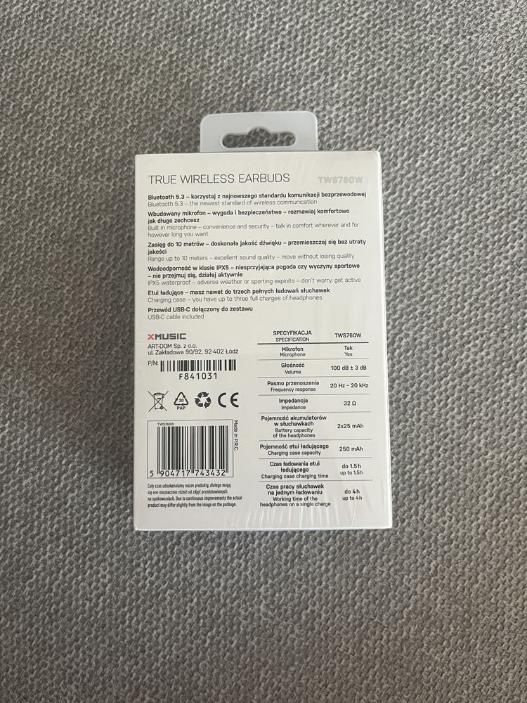 Słuchawki XMUSIC TWS760W