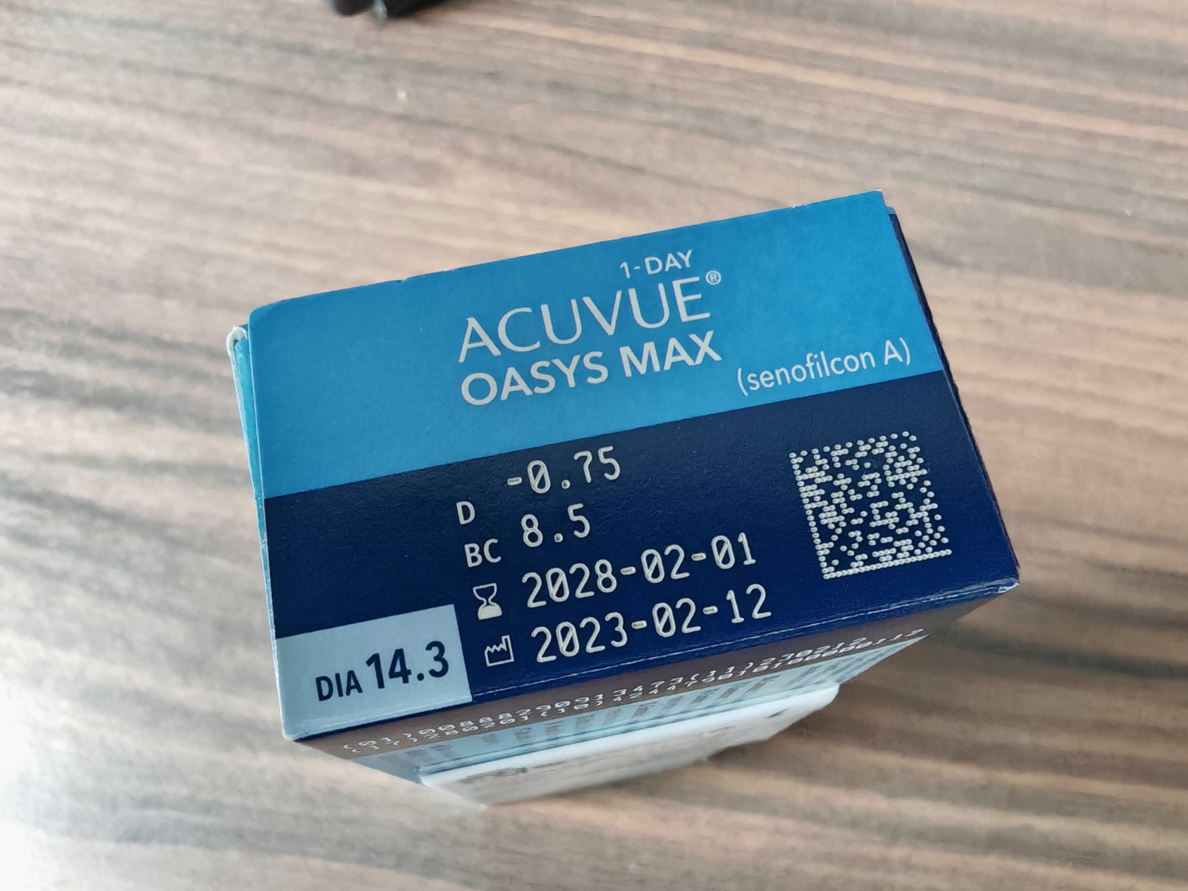 Soczewki kontaktowe Acuvue Oasys Max 1-day -0,75