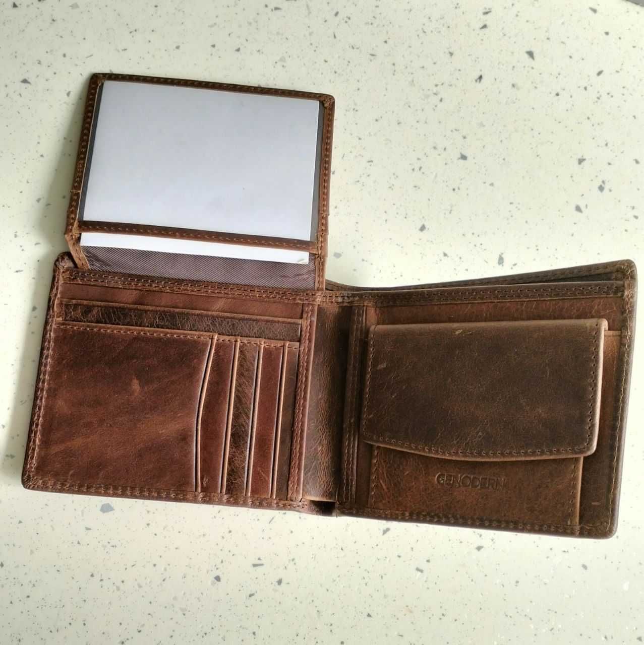 Мужское классическое портмоне - кошелек из натуральной кожи