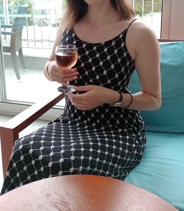 Czarna maxi sukienka vintage Fille a Suivre dopasowana na ramiaczkach