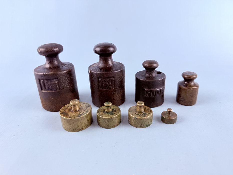 Zestaw ciężarków odważniki żeliwne mosiężne