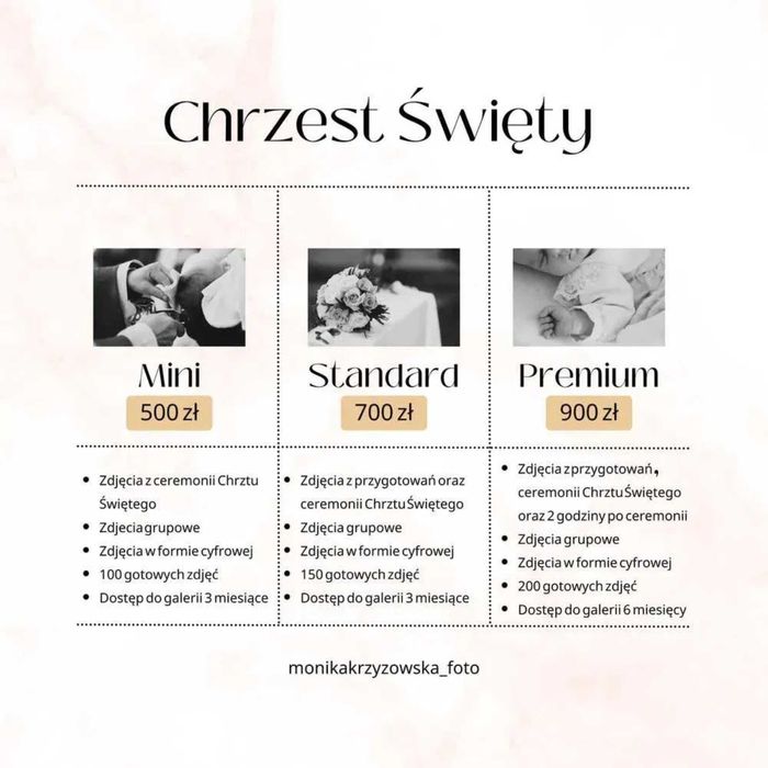 Fotograf ślubny 1000 zł/ Chrzest Święty/Wieczór Panieński