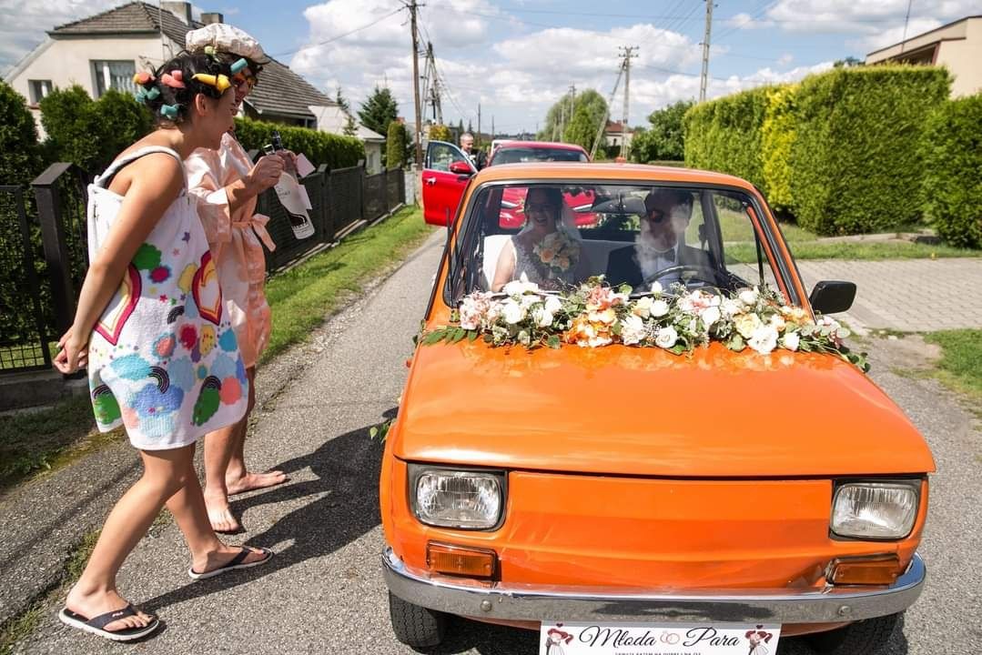 Samochód do ślubu Fiat 126p,  Maluch, z kierowcą,  oryginał, jedyny