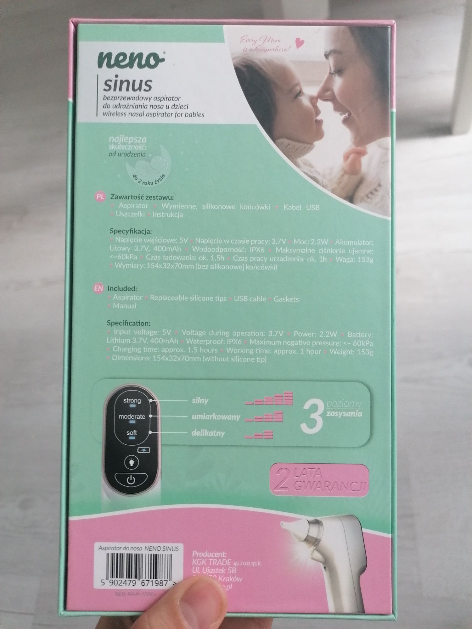 Neno sinus bezprzewodowy aspirator do nosa dla dzieci niemowlaków