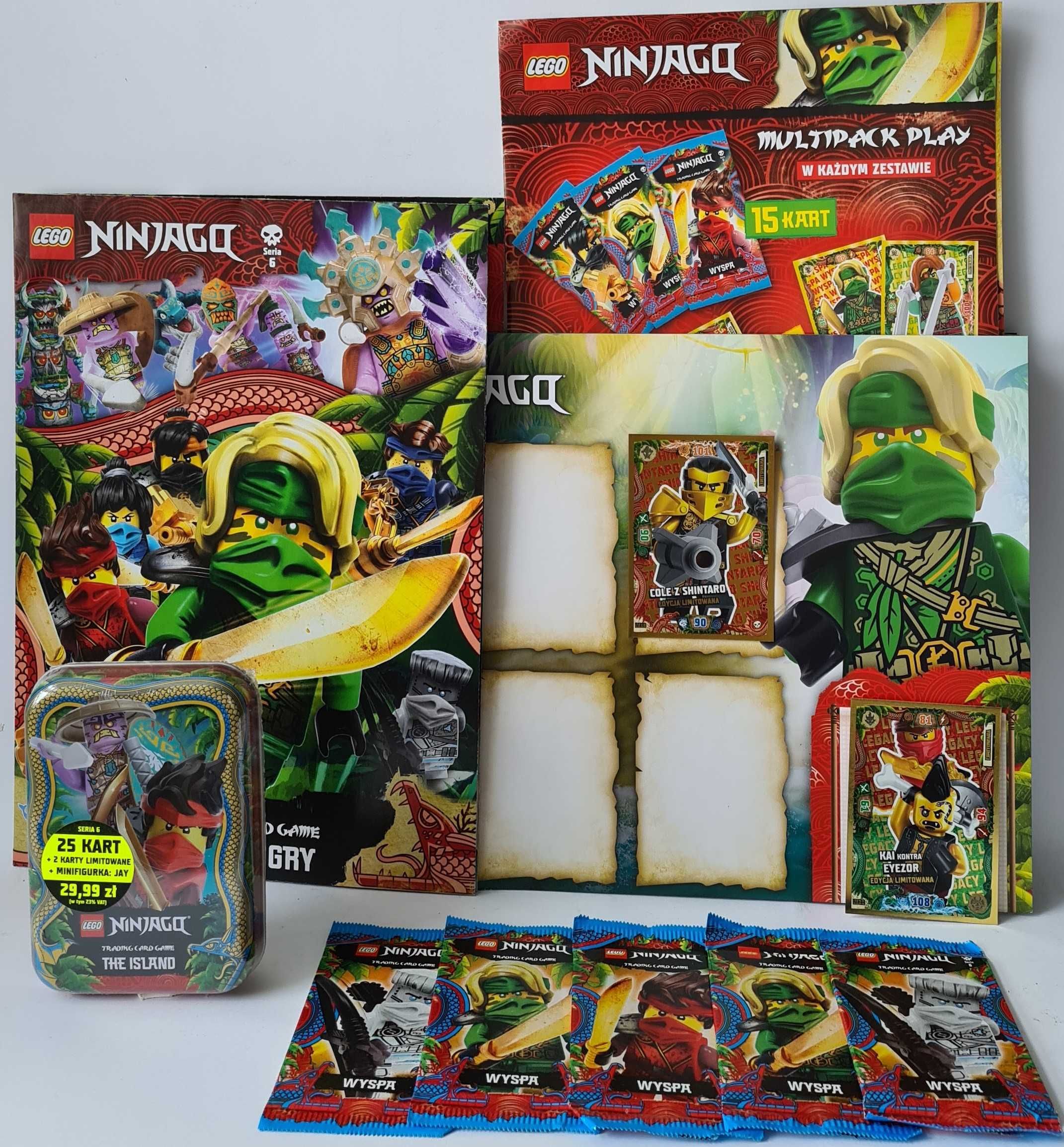 NINJAGO 6 wyspa ALBUM+75 karty +PLANSZA+spis+ 4 X ZŁOTA