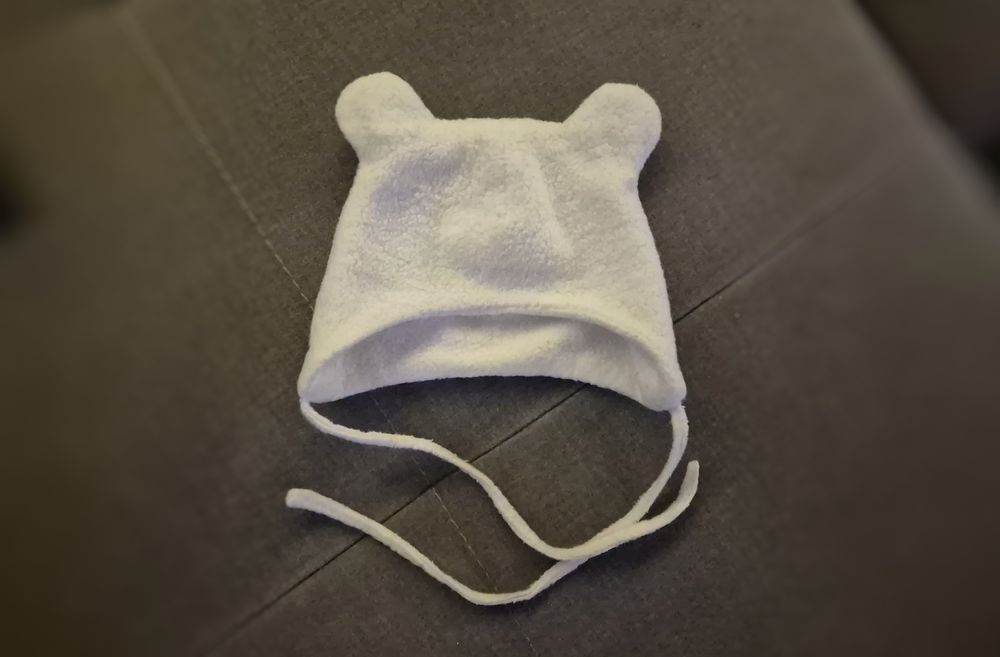 Czapka zimowa dla niemowlaka rozmiar 56 czapeczka z uszami polarowa