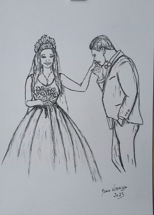 Ilustração por fotografia 30x40cm/carvão/azul cobalto/aguarela