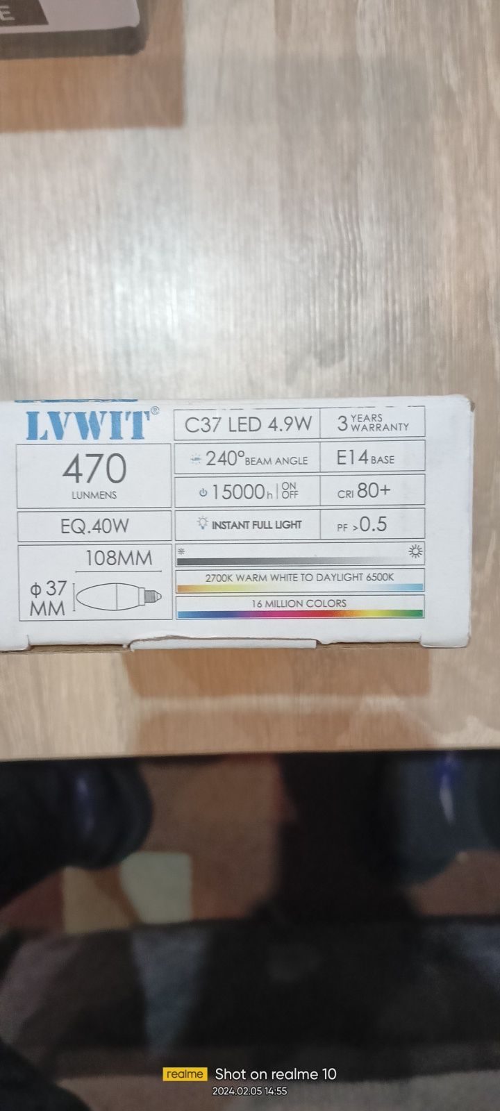 LVWIT Alexa żarówka E14 LED, Wi-Fi, 4,9 W, ściemniana, Bluetooth E14,