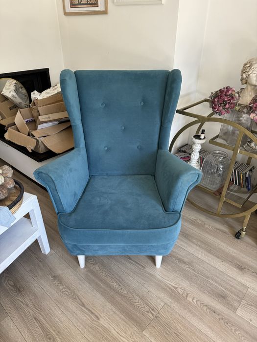 Fotel uszatek turkusowy bardzo wygodny