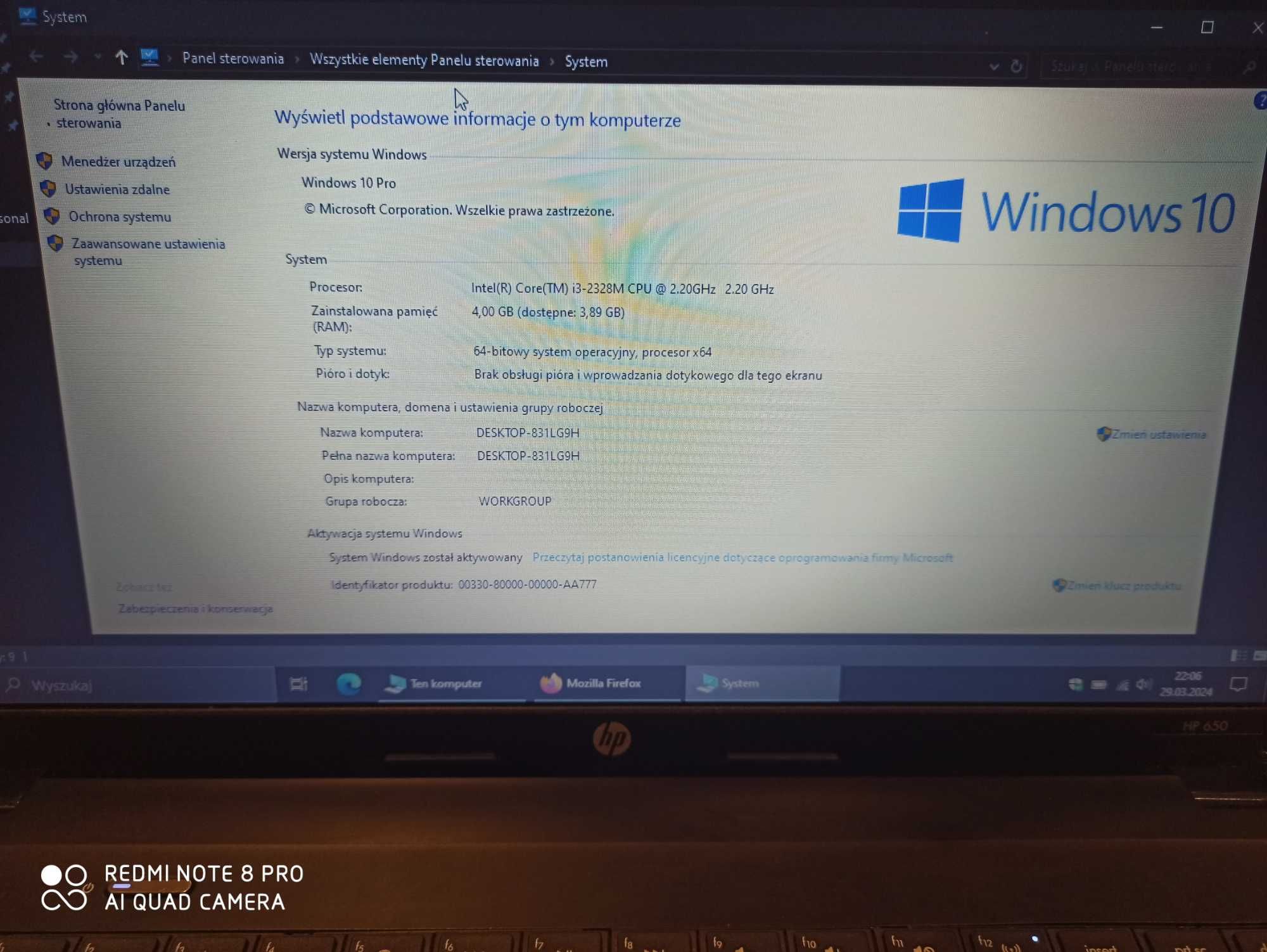 Laptop hp i3 2th, 4 GB, 128 GB SSD  ---Jak Nowy