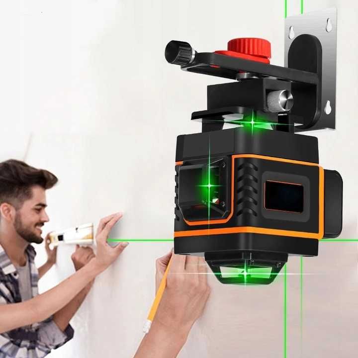 Poziomica ODWORX 4D LASER KRZYŻOWY 360° 16 linii +akcesoria +2 BATERIE