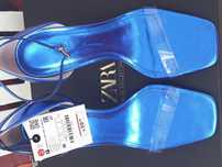 Baixa Preço -Sandálias em Pele Azul - T. 36 - Blue Colletion - Novas