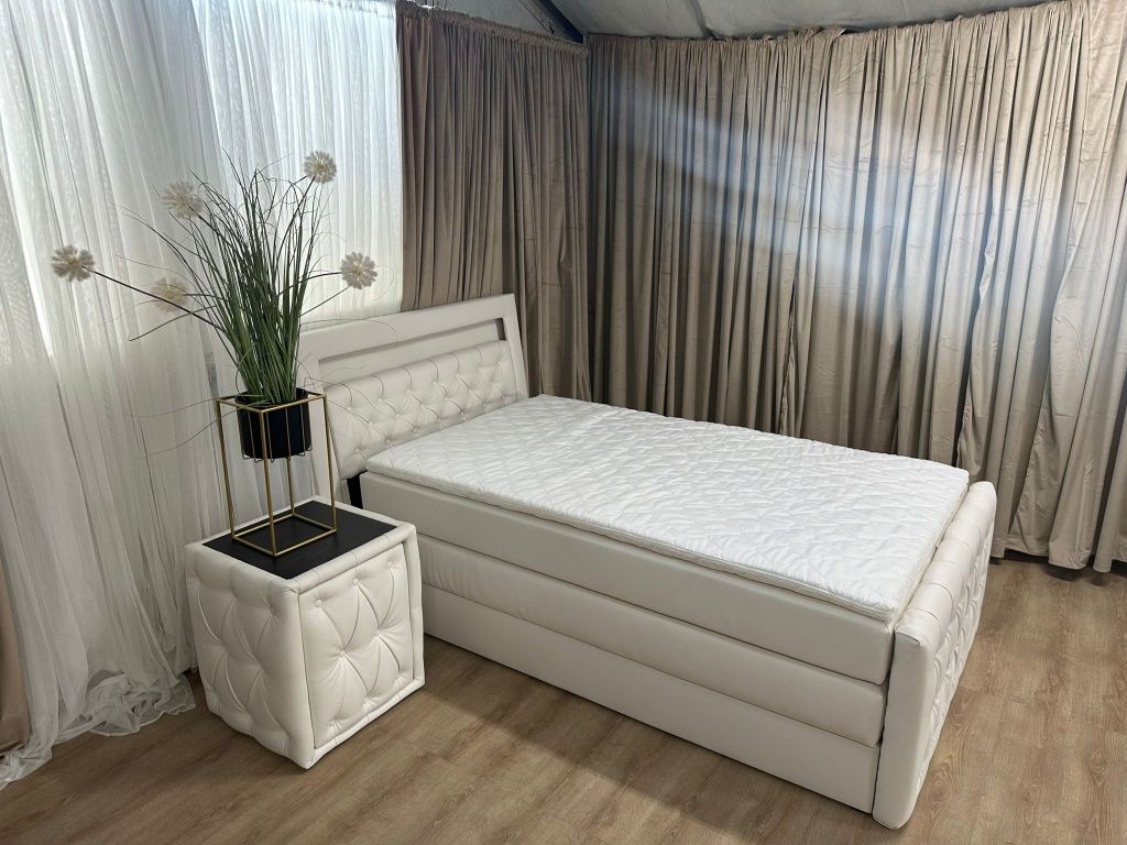 Nowe Łóżko 120x200 Materac Ledy Toper Pojemnik Na Pościel Białe
