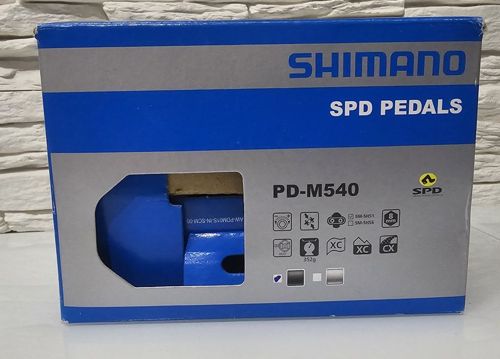 Nowe Pedały SPD Shimano PD-M540 srebrne + bloki SM-SH51