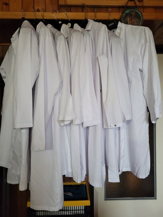 Fartuch fartuchy laboratoryjne czyste białe piękne dla studentki
