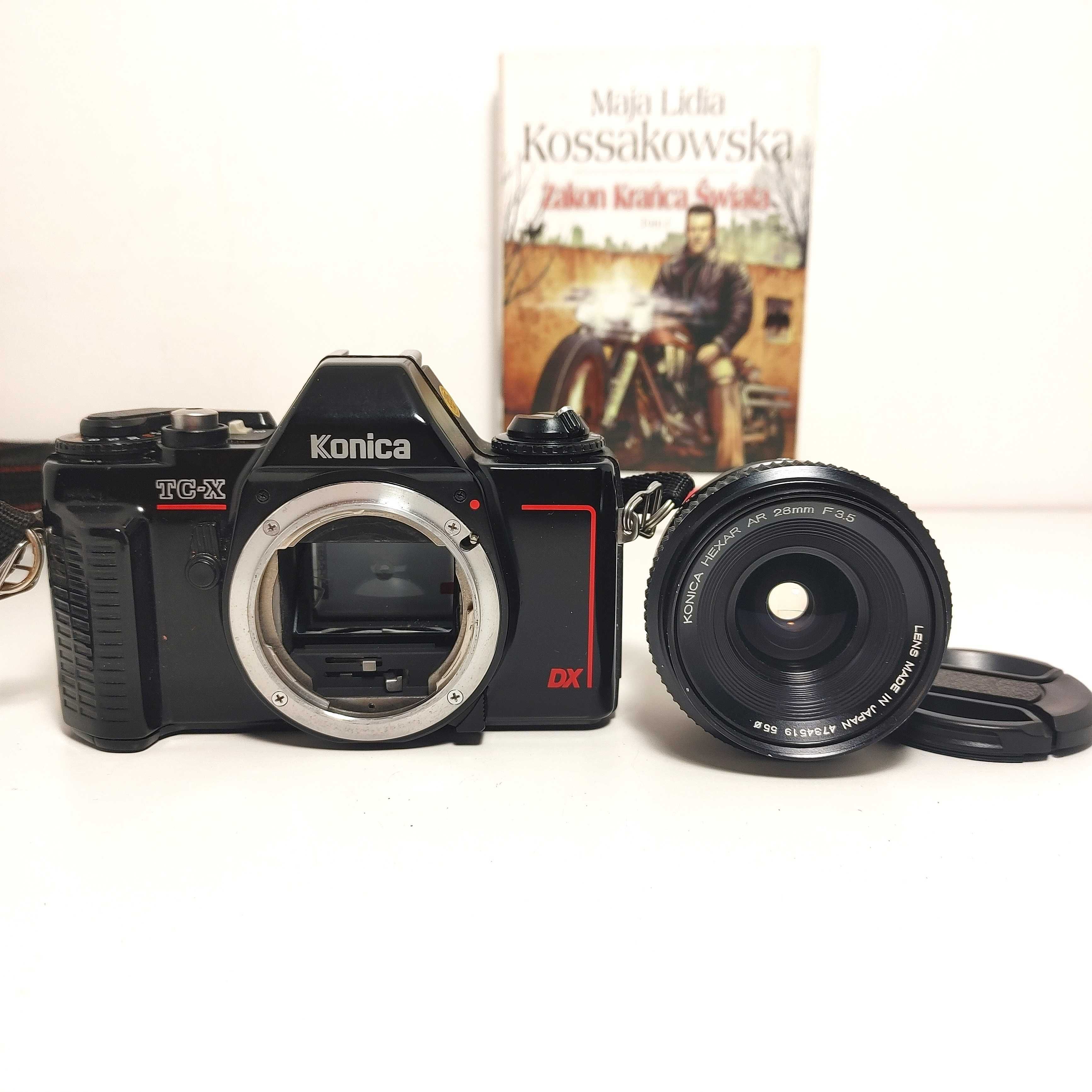 Ostatnia Lustrzanka analog KONICA Czarna KONICA TC X lens Hexar 28mm